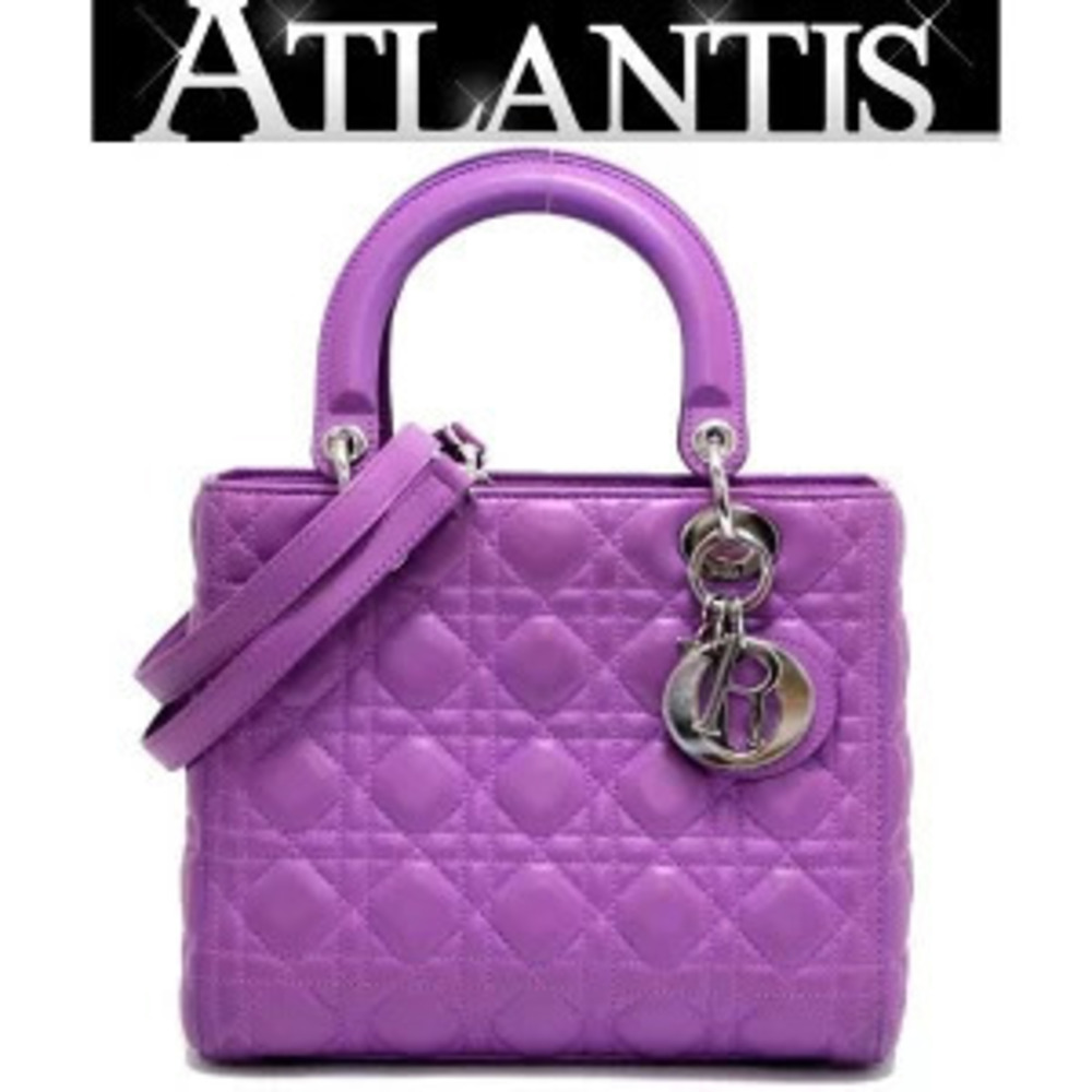 Christian Dior Lady Cannage Bag Lambskin Purple